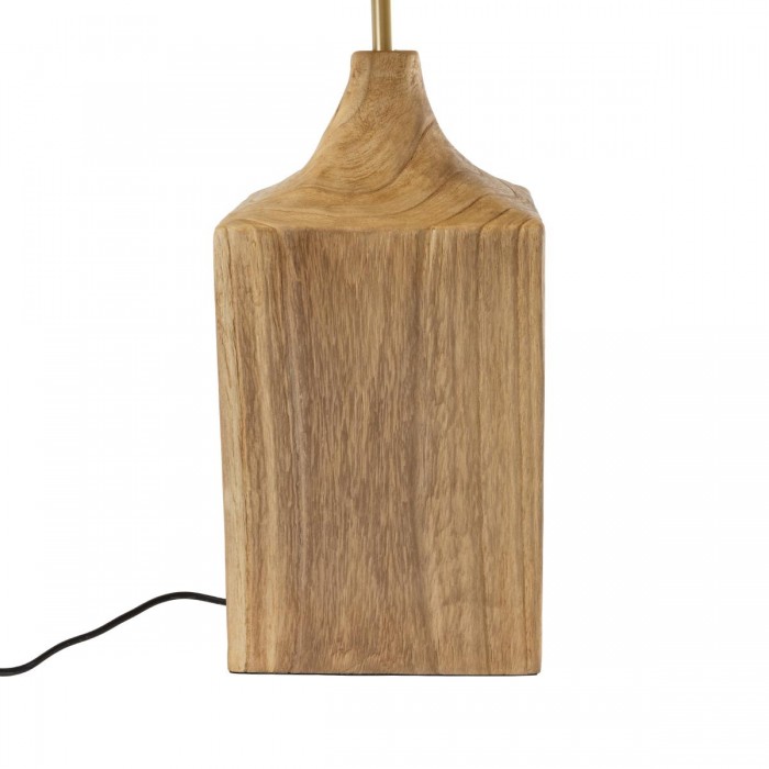 GloboStar® LAFRONTERA 02313 Boho Επιτραπέζιο Φωτιστικό Μονόφωτο 1 x E27 AC220-240V IP20 - Φ50 x Υ60cm - Μπεζ Ξύλινο Καμπάνα