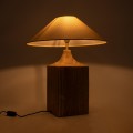 GloboStar® LAFRONTERA 02313 Boho Επιτραπέζιο Φωτιστικό Μονόφωτο 1 x E27 AC220-240V IP20 - Φ50 x Υ60cm - Μπεζ Ξύλινο Καμπάνα