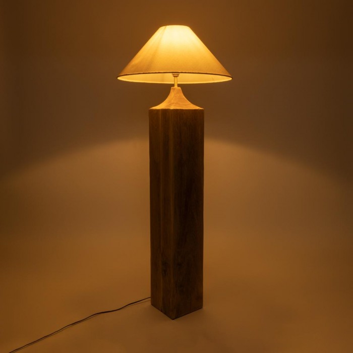 GloboStar® LAFRONTERA 02314 Μοντέρνο Επιδαπέδιο Φωτιστικό Μονόφωτο 1 x E27 AC220-240V IP20 - Φ55 x Υ140cm - Μπεζ Ξύλινο Καμπάνα