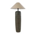 GloboStar® OLIANA 02315 Boho Επιδαπέδιο Φωτιστικό Μονόφωτο 1 x E27 IP20 Γκρι Κεραμικό με Μπεζ Ύφασμα - Μ55 x Π55 x Υ110cm