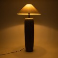 GloboStar® OLIANA 02315 Boho Επιδαπέδιο Φωτιστικό Μονόφωτο 1 x E27 IP20 Γκρι Κεραμικό με Μπεζ Ύφασμα - Μ55 x Π55 x Υ110cm