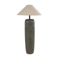 GloboStar® OLIANA 02315 Boho Επιδαπέδιο Φωτιστικό Μονόφωτο 1 x E27 IP20 Γκρι Κεραμικό με Μπεζ Ύφασμα - Μ55 x Π55 x Υ110cm