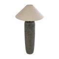 GloboStar® OLIANA 02315 Boho Επιδαπέδιο Φωτιστικό Μονόφωτο 1 x E27 IP20 Γκρι Κεραμικό με Μπεζ Ύφασμα - Μ55 x Π55 x Υ110cm