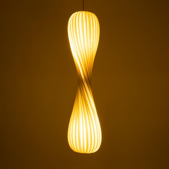 GloboStar® PRAIA 02316 Μοντέρνο Κρεμαστό Φωτιστικό Πλέγμα Δίφωτο 2 x E27 IP20 Μπεζ & Λευκό Ξύλο - Μ25 x Π25 x Υ112cm