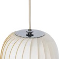 GloboStar® PRAIA 02316 Μοντέρνο Κρεμαστό Φωτιστικό Πλέγμα Δίφωτο 2 x E27 IP20 Μπεζ & Λευκό Ξύλο - Μ25 x Π25 x Υ112cm