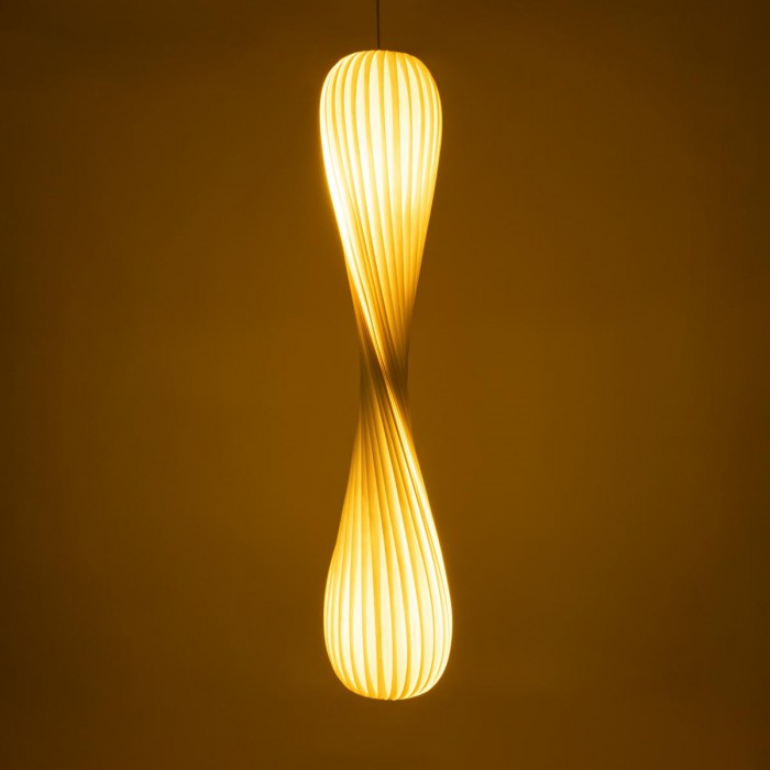 GloboStar® PRAIA 02317 Μοντέρνο Κρεμαστό Φωτιστικό Πλέγμα Δίφωτο 2 x E27 IP20 Μπεζ & Λευκό Ξύλο - Μ25 x Π25 x Υ145cm