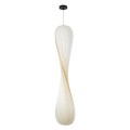 GloboStar® PRAIA 02317 Μοντέρνο Κρεμαστό Φωτιστικό Πλέγμα Δίφωτο 2 x E27 IP20 Μπεζ & Λευκό Ξύλο - Μ25 x Π25 x Υ145cm