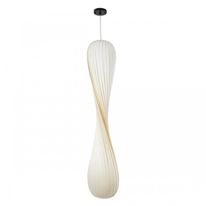 GloboStar® PRAIA 02317 Μοντέρνο Κρεμαστό Φωτιστικό Πλέγμα Δίφωτο 2 x E27 IP20 Μπεζ & Λευκό Ξύλο - Μ25 x Π25 x Υ145cm