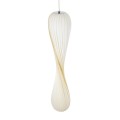 GloboStar® PRAIA 02317 Μοντέρνο Κρεμαστό Φωτιστικό Πλέγμα Δίφωτο 2 x E27 IP20 Μπεζ & Λευκό Ξύλο - Μ25 x Π25 x Υ145cm
