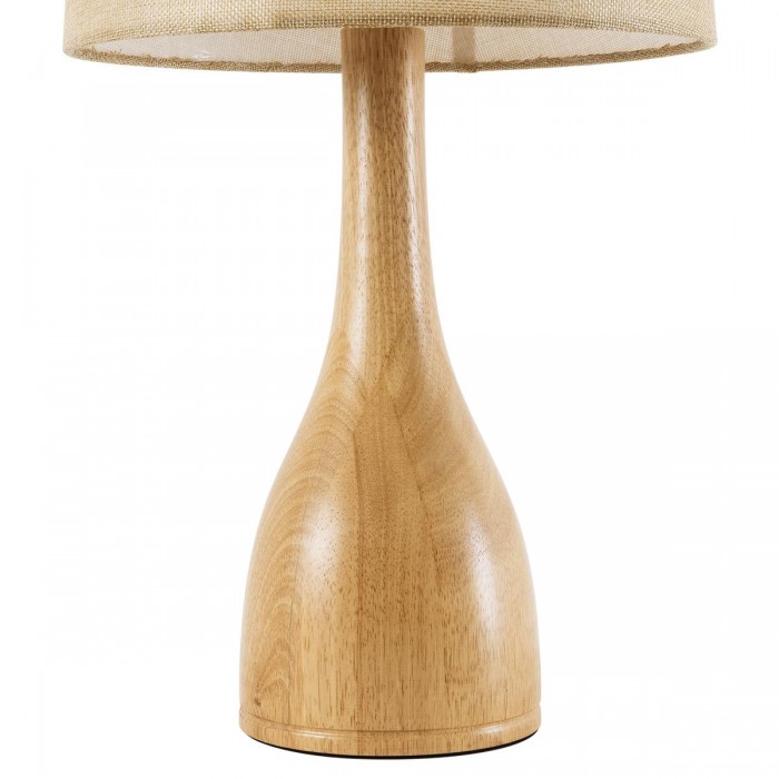 GloboStar® BERKBAY 02319 Boho Επιτραπέζιο Φωτιστικό Πορτατίφ Μονόφωτο 1 x E27 IP20 Μπεζ Ξύλο με Μπεζ Ύφασμα - Μ32 x Π32 x Υ55cm