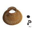 GloboStar® MALABO 02328 Boho Κρεμαστό Φωτιστικό Οροφής Μονόφωτο 1 x E27 AC220-240V IP20 - Φ60 x Υ31cm - Καφέ Ξύλινο Μπαμπού Πλέγμα