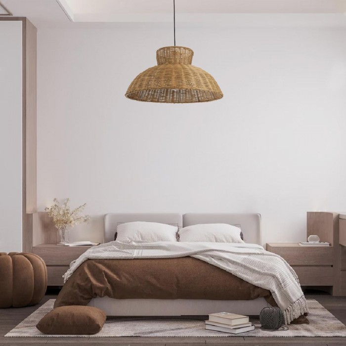 GloboStar® MALABO 02328 Boho Κρεμαστό Φωτιστικό Οροφής Μονόφωτο 1 x E27 AC220-240V IP20 - Φ60 x Υ31cm - Καφέ Ξύλινο Μπαμπού Πλέγμα GloboStar® MALABO 02328 Boho Κρεμαστό Φωτιστικό Οροφής Μονόφωτο 1 x E27 AC220-240V IP20 - Φ60 x Υ31cm - Καφέ Ξύλινο Μπαμπού Πλέγμα