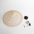 GloboStar® KAIA 02346 Boho Κρεμαστό Φωτιστικό Καμπάνα Μονόφωτο 1 x E27 IP20 Μπεζ Ξύλο - Μ60 x Π60 x Υ20cm