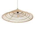 GloboStar® KAIA 02346 Boho Κρεμαστό Φωτιστικό Καμπάνα Μονόφωτο 1 x E27 IP20 Μπεζ Ξύλο - Μ60 x Π60 x Υ20cm