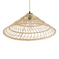 GloboStar® KAIA 02346 Boho Κρεμαστό Φωτιστικό Καμπάνα Μονόφωτο 1 x E27 IP20 Μπεζ Ξύλο - Μ60 x Π60 x Υ20cm