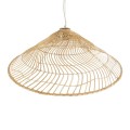 GloboStar® KAIA 02347 Boho Κρεμαστό Φωτιστικό Καμπάνα Μονόφωτο 1 x E27 IP20 Μπεζ Ξύλο - Μ80 x Π80 x Υ26cm