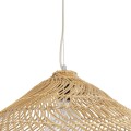 GloboStar® KAIA 02347 Boho Κρεμαστό Φωτιστικό Καμπάνα Μονόφωτο 1 x E27 IP20 Μπεζ Ξύλο - Μ80 x Π80 x Υ26cm