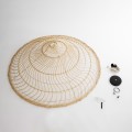 GloboStar® KAIA 02348 Boho Κρεμαστό Φωτιστικό Καμπάνα Μονόφωτο 1 x E27 IP20 Μπεζ Ξύλο - Μ100 x Π100 x Υ30cm