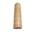 GloboStar® WAIKIKI 02349 Boho Κρεμαστό Φωτιστικό Οροφής Μονόφωτο 1 x E27 AC220-240V IP20 - Φ20 x Υ80cm - Μπεζ Ξύλινο Μπαμπού Καμπάνα
