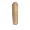 GloboStar® WAIKIKI 02349 Boho Κρεμαστό Φωτιστικό Οροφής Μονόφωτο 1 x E27 AC220-240V IP20 - Φ20 x Υ80cm - Μπεζ Ξύλινο Μπαμπού Καμπάνα