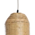 GloboStar® WAIKIKI 02349 Boho Κρεμαστό Φωτιστικό Οροφής Μονόφωτο 1 x E27 AC220-240V IP20 - Φ20 x Υ80cm - Μπεζ Ξύλινο Μπαμπού Καμπάνα