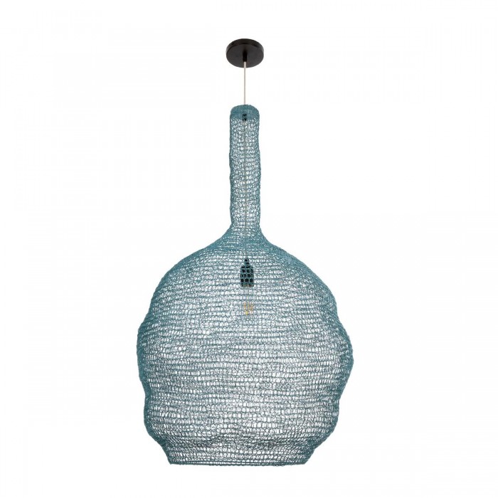 GloboStar® KENTUCKY 02355 Vintage Κρεμαστό Φωτιστικό Οροφής Μονόφωτο 1 x E27 AC220-240V IP20 - Φ60 x Υ90cm - Πράσινο Μεταλλικό Πλέγμα