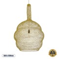 GloboStar® KENTUCKY 02357 Vintage Κρεμαστό Φωτιστικό Οροφής Μονόφωτο 1 x E27 AC220-240V IP20 - Φ60 x Υ90cm - Χρυσό Μεταλλικό Πλέγμα