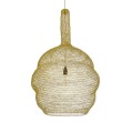 GloboStar® KENTUCKY 02357 Vintage Κρεμαστό Φωτιστικό Οροφής Μονόφωτο 1 x E27 AC220-240V IP20 - Φ60 x Υ90cm - Χρυσό Μεταλλικό Πλέγμα