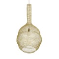 GloboStar® KENTUCKY 02357 Vintage Κρεμαστό Φωτιστικό Οροφής Μονόφωτο 1 x E27 AC220-240V IP20 - Φ60 x Υ90cm - Χρυσό Μεταλλικό Πλέγμα