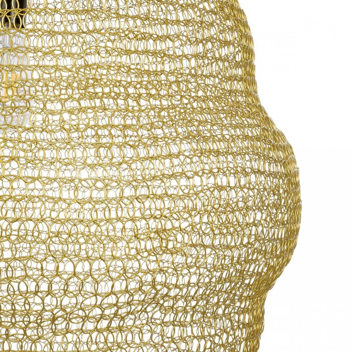 GloboStar® KENTUCKY 02357 Vintage Κρεμαστό Φωτιστικό Οροφής Μονόφωτο 1 x E27 AC220-240V IP20 - Φ60 x Υ90cm - Χρυσό Μεταλλικό Πλέγμα