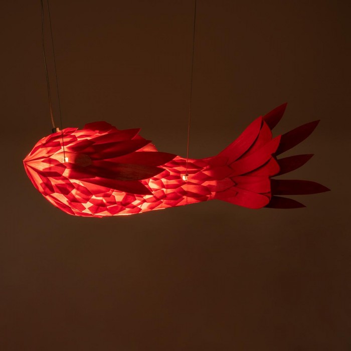 GLOBOSTAR® GOURAMI 02360 Μοντέρνο Κρεμαστό Φωτιστικό Οροφής με Ντουί 1 x E27 AC 220-240V IP20 - Κόκκινο - Μ70 x Π40 x Υ27cm