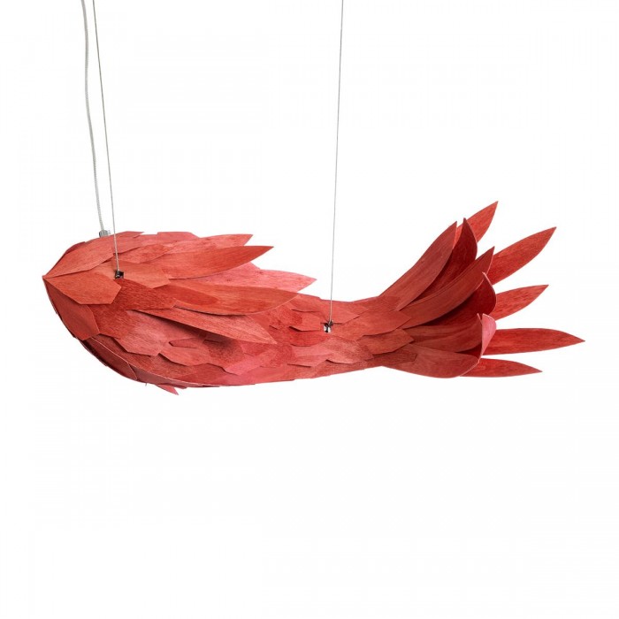 GLOBOSTAR® GOURAMI 02360 Μοντέρνο Κρεμαστό Φωτιστικό Οροφής με Ντουί 1 x E27 AC 220-240V IP20 - Κόκκινο - Μ70 x Π40 x Υ27cm