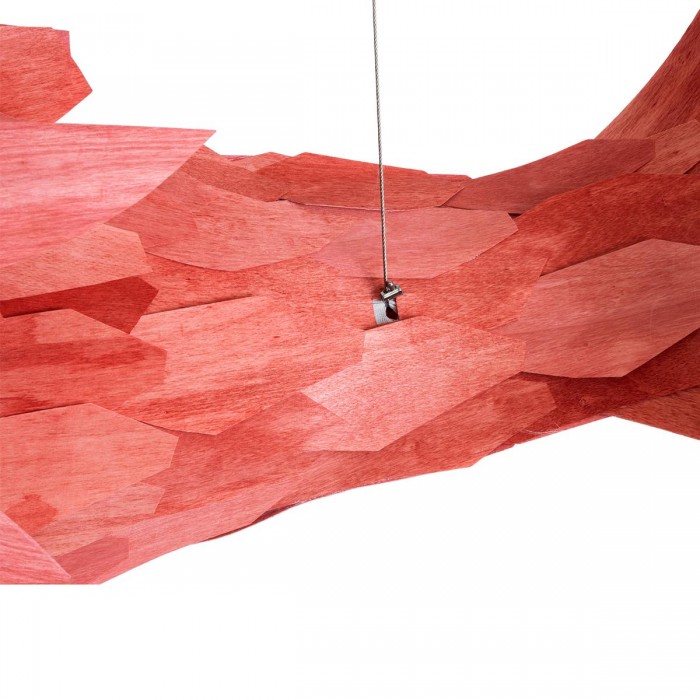 GloboStar® GOURAMI 02361 Μοντέρνο Κρεμαστό Φωτιστικό Φιγούρα Μονόφωτο 1 x E27 IP20 Κόκκινο Ξύλο - Μ100 x Π72 x Υ36cm