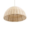 GloboStar® MONTANA 02378 Boho Κρεμαστό Φωτιστικό Οροφής Μονόφωτο 1 x E27 AC220-240V IP20 - Φ50 x Υ25cm - Μπεζ Μπαμπού Πλέγμα Καμπάνα