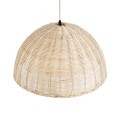 GloboStar® MONTANA 02378 Boho Κρεμαστό Φωτιστικό Οροφής Μονόφωτο 1 x E27 AC220-240V IP20 - Φ50 x Υ25cm - Μπεζ Μπαμπού Πλέγμα Καμπάνα