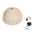 GloboStar® MONTANA 02378 Boho Κρεμαστό Φωτιστικό Οροφής Μονόφωτο 1 x E27 AC220-240V IP20 - Φ50 x Υ25cm - Μπεζ Μπαμπού Πλέγμα Καμπάνα