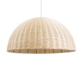 GloboStar® MONTANA 02379 Boho Κρεμαστό Φωτιστικό Οροφής Μονόφωτο 1 x E27 AC220-240V IP20 - Φ80 x Υ40cm - Μπεζ Μπαμπού Πλέγμα Καμπάνα