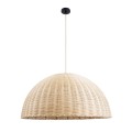 GloboStar® MONTANA 02379 Boho Κρεμαστό Φωτιστικό Οροφής Μονόφωτο 1 x E27 AC220-240V IP20 - Φ80 x Υ40cm - Μπεζ Μπαμπού Πλέγμα Καμπάνα
