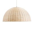 GloboStar® MONTANA 02379 Boho Κρεμαστό Φωτιστικό Οροφής Μονόφωτο 1 x E27 AC220-240V IP20 - Φ80 x Υ40cm - Μπεζ Μπαμπού Πλέγμα Καμπάνα