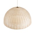 GloboStar® MONTANA 02379 Boho Κρεμαστό Φωτιστικό Οροφής Μονόφωτο 1 x E27 AC220-240V IP20 - Φ80 x Υ40cm - Μπεζ Μπαμπού Πλέγμα Καμπάνα