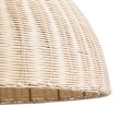 GloboStar® MONTANA 02379 Boho Κρεμαστό Φωτιστικό Οροφής Μονόφωτο 1 x E27 AC220-240V IP20 - Φ80 x Υ40cm - Μπεζ Μπαμπού Πλέγμα Καμπάνα