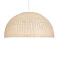 GloboStar® MONTANA 02380 Boho Κρεμαστό Φωτιστικό Οροφής Μονόφωτο 1 x E27 AC220-240V IP20 - Φ120 x Υ60cm - Μπεζ Μπαμπού Πλέγμα Καμπάνα