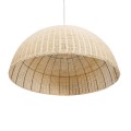 GloboStar® MONTANA 02380 Boho Κρεμαστό Φωτιστικό Οροφής Μονόφωτο 1 x E27 AC220-240V IP20 - Φ120 x Υ60cm - Μπεζ Μπαμπού Πλέγμα Καμπάνα
