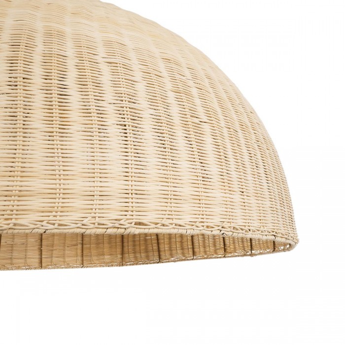 GloboStar® MONTANA 02380 Boho Κρεμαστό Φωτιστικό Οροφής Μονόφωτο 1 x E27 AC220-240V IP20 - Φ120 x Υ60cm - Μπεζ Μπαμπού Πλέγμα Καμπάνα