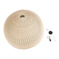 GloboStar® MONTANA 02380 Boho Κρεμαστό Φωτιστικό Οροφής Μονόφωτο 1 x E27 AC220-240V IP20 - Φ120 x Υ60cm - Μπεζ Μπαμπού Πλέγμα Καμπάνα