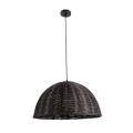 GloboStar® MONTANA 02381 Boho Κρεμαστό Φωτιστικό Καμπάνα Μονόφωτο 1 x E27 IP20 Καφέ Ξύλο - Μ50 x Π50 x Υ25cm
