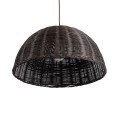 GloboStar® MONTANA 02381 Boho Κρεμαστό Φωτιστικό Καμπάνα Μονόφωτο 1 x E27 IP20 Καφέ Ξύλο - Μ50 x Π50 x Υ25cm