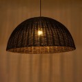 GloboStar® MONTANA 02382 Boho Κρεμαστό Φωτιστικό Καμπάνα Μονόφωτο 1 x E27 IP20 Καφέ Ξύλο - Μ80 x Π80 x Υ40cm