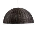 GloboStar® MONTANA 02382 Boho Κρεμαστό Φωτιστικό Καμπάνα Μονόφωτο 1 x E27 IP20 Καφέ Ξύλο - Μ80 x Π80 x Υ40cm