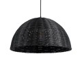 GloboStar® MONTANA 02383 Boho Κρεμαστό Φωτιστικό Οροφής Μονόφωτο 1 x E27 AC220-240V IP20 - Φ50 x Υ25cm - Μαύρο Μπαμπού Πλέγμα Καμπάνα